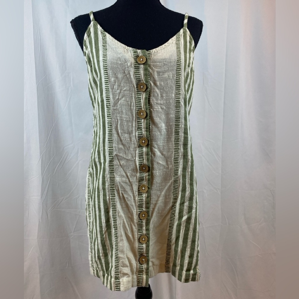 Rip Curl Green and White Striped‎ Dress